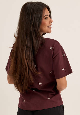 Vimonie Bow O-neck S/S T-SHIRT Purple