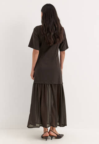 Vmbrenda 2/4 O-NECK ANKLE DRESS Brown
