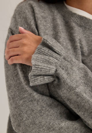 Pcsally Ls Frill Cuff Knit Grey