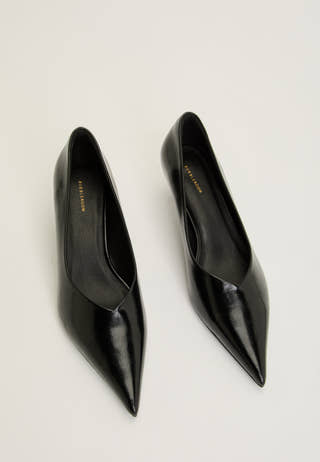 High Shine Buckle Slingback Black