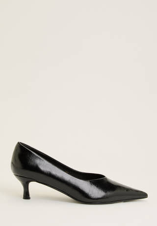 High Shine Buckle Slingback Black