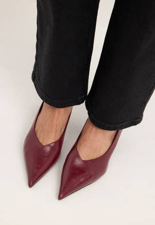 High Shine Buckle Slingback Red