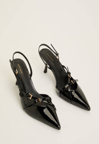 Pointy Kitten Heel Pumps Black