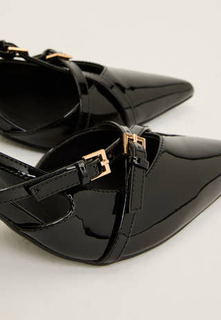 Pointy Kitten Heel Pumps Black