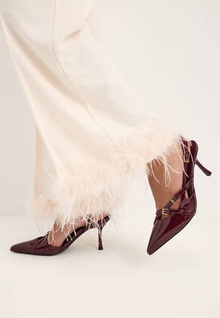 Pointy Kitten Heel Pumps Red