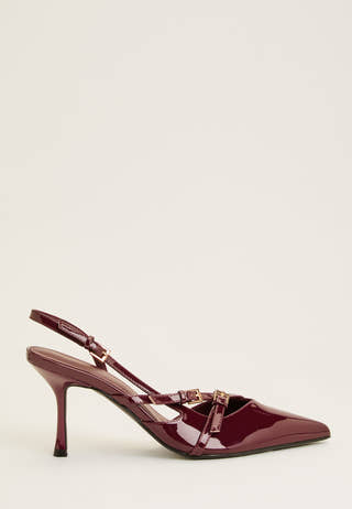 Pointy Kitten Heel Pumps Red