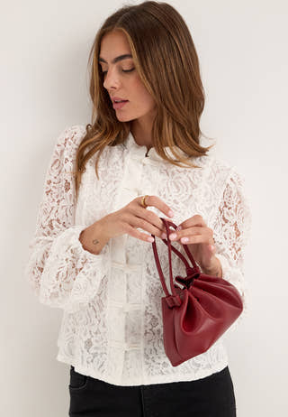 Gathered Cocoon Bag Red