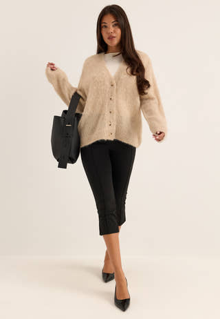 Objharry L/S LO KNIT CARDIGAN Beige