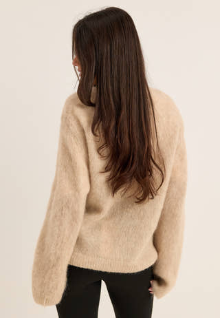 Objharry L/S LO KNIT CARDIGAN Beige