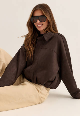 Onlmoon-stina Faux Suede Bomber Brown
