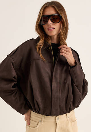 Onlmoon-stina Faux Suede Bomber Brown