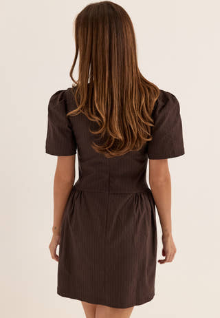 Pinstripe Shaped Waist Short Dress Striped