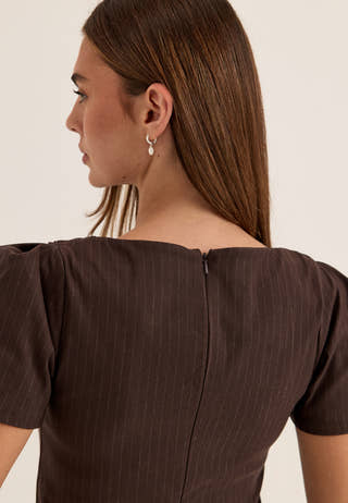 Pinstripe Peplum Top Striped