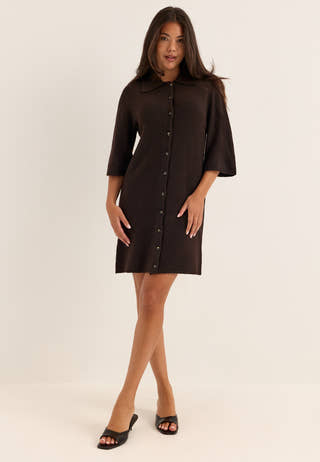 Onlalivia 2/4 COLLAR DRESS KNT Brown