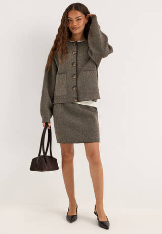 Pcanglica Hw Mini Knit Skirt Silver