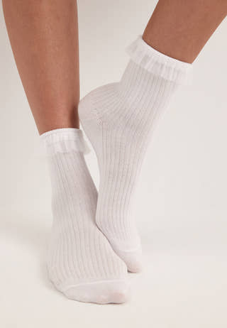 Pcellinor Tulle Edge Socks White