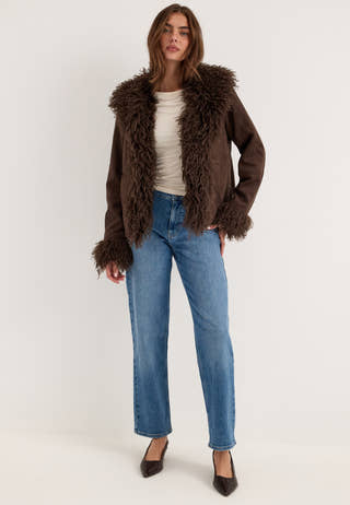 Pcnanna Brushed Short Jacket Brown