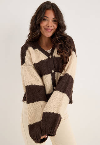 Vmmaybe Ls V-neck Button Cardigan Brown