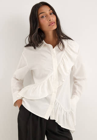 Vmritta Flounce Ls Shirt White