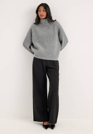Objfippi L/S OZ KNIT PULLOVER Grey