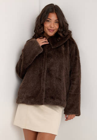 Objcarla Collar Short Jacket Brown