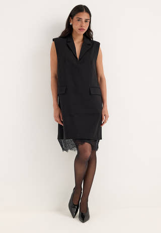 Objlisa S/L RE SHORT LACE DRESS Black