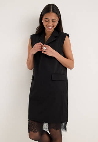 Objlisa S/L RE SHORT LACE DRESS Black