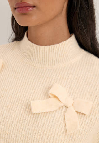 Onllisa Ls Bow Pullover Knt Beige