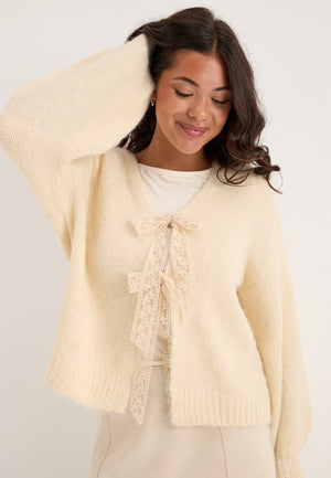 Onlnellie Ls V-neck Cardigan Beige