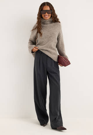 Slwgabriella Ls Knit High Neck Beige