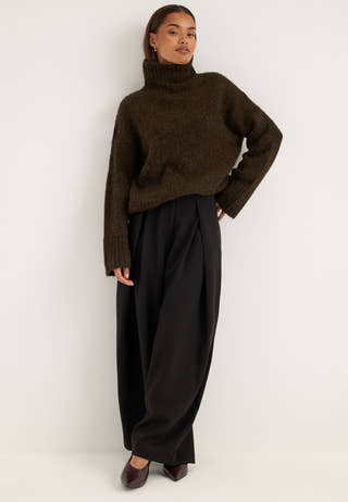 Slwgabriella Ls Knit High Neck Brown