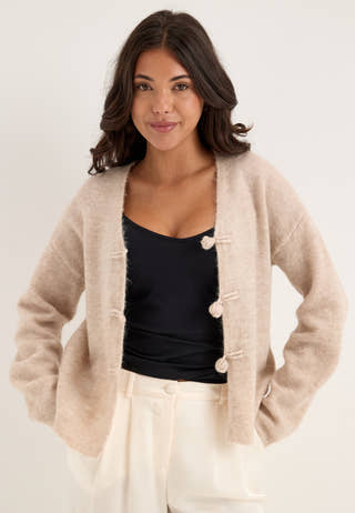Slwlulu Ls Duffle Knit Cardigan Beige