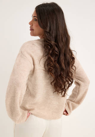 Slwlulu Ls Duffle Knit Cardigan Beige