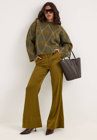 Slwlulu Brushed Argyle Knit O-neck Green