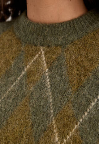 Slwlulu Brushed Argyle Knit O-neck Green