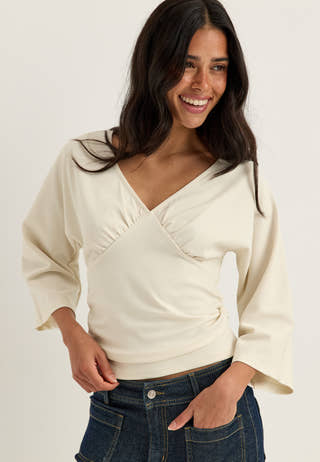 V-neck Batwing top White