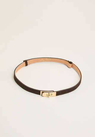 Suede Belt With Turn Lock Brown
