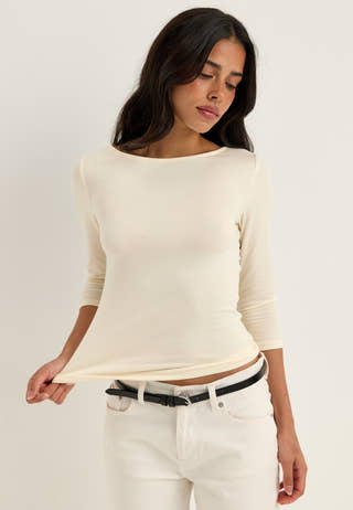 3/4 Sleeve Top White