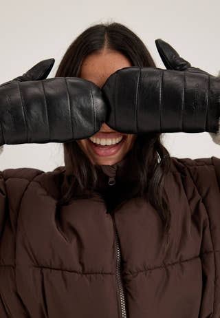 Bydalen Leather Mittens Black