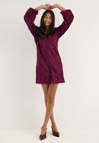Objlucie Luka L/S RE DRESS Red