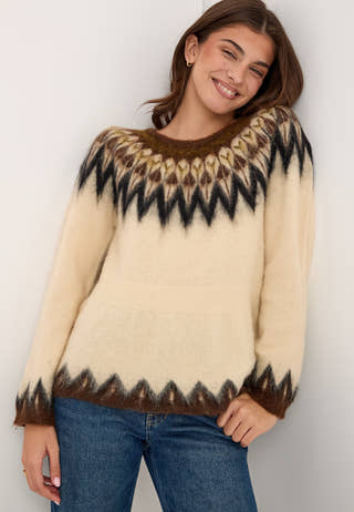 Yasismia Ls Mohair Blend Knit Beige