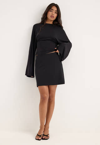 Long Sleeve Fitted Top Black