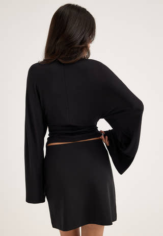 Long Sleeve Fitted Top Black