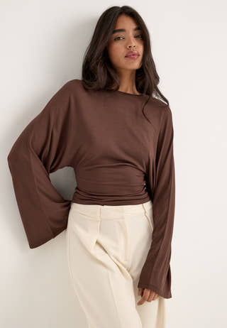 Long Sleeve Fitted Top Brown