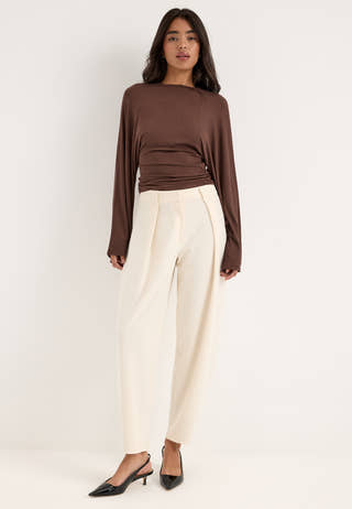 Long Sleeve Fitted Top Brown