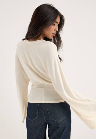 Long Sleeve Fitted Top White