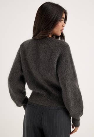 Slwmira Ls Knit Short O-neck Grey