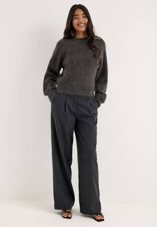 Slwmira Ls Knit Short O-neck Grey