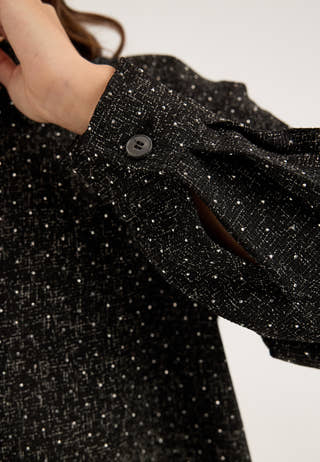 Onlyule L/S RHINESTONE SHACKET Black
