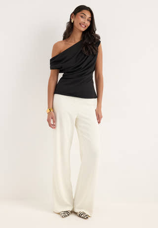Asymmetric Draped Top Black